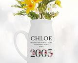 21st Birthday Gift for Her - Wonderful since 2004 Small Personalised Flower Pot Vase 21 Gift for Women Floral Design Daughter Sister BND21