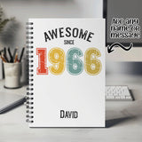 60th Birthday Gift for Men - Personalised Birthday Notebook 1965 Gift for Him - Retro Year Design Notepad Dad Grandad Sixty Gift BNG60NB