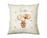 Baby Gift for New Mum - Personalised Name Cushion - Bear & Balloons Theme for Nursery SMC002