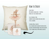 Baby Gift for New Mum - Personalised Name Cushion - Bunny Rabbit Ballerina Theme Nursery SMC043