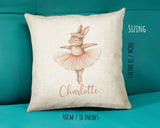 Baby Gift for New Mum - Personalised Name Cushion - Bunny Rabbit Ballerina Theme Nursery SMC043