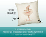 Baby Gift for New Mum - Personalised Name Cushion - Bunny Rabbit Ballerina Theme Nursery SMC043