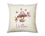 Baby Gift for New Mum - Personalised Name Cushion - Fairy Toadstool Theme for Nursery SMC045