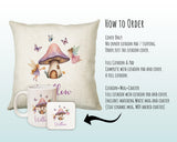 Baby Gift for New Mum - Personalised Name Cushion - Fairy Toadstool Theme for Nursery SMC045