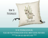 Baby Gift for New Mum - Personalised Name Cushion - Watercolour Zebra Theme for Nursery SMC046