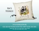 Badger Gift for Woodland Animal Lovers - Personalised Name Cushion - Watercolour Badger Theme SMC051