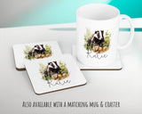 Badger Gift for Woodland Animal Lovers - Personalised Name Cushion - Watercolour Badger Theme SMC053