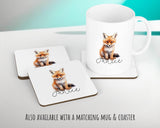 Fox Gift for Woodland Animal Lovers - Personalised Name Cushion - Watercolour Fox Theme SMC054