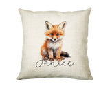 Fox Gift for Woodland Animal Lovers - Personalised Name Cushion - Watercolour Fox Theme SMC054
