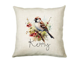 Sparrow Cushion Gift for Bird Lovers Watchers - Personalised Name Pillow - Watercolour Sparrow Theme SMC058