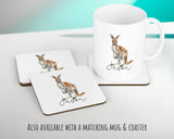 Kangaroo Gift for Animal Lovers - Personalised Name Cushion - Watercolour Kangaroo Theme SMC061
