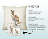 Kangaroo Gift for Animal Lovers - Personalised Name Cushion - Watercolour Kangaroo Theme SMC061