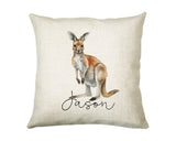 Kangaroo Gift for Animal Lovers - Personalised Name Cushion - Watercolour Kangaroo Theme SMC061