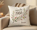 60th Birthday Gift for Women - Personalised Cushion Age Sixty Floral Design BGD60