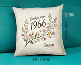 60th Birthday Gift for Women - Personalised Cushion Age Sixty Floral Design BGD60