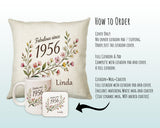 70th Birthday Gift for Women - Personalised Cushion Age Seventy Floral Design BGD70
