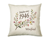 80th Birthday Gift for Women - Personalised Cushion Age Eighty Floral Design BGD80