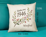 80th Birthday Gift for Women - Personalised Cushion Age Eighty Floral Design BGD80
