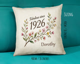 100th Birthday Gift for Women - Personalised Cushion One Hundred Floral Design BGD100