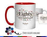 80th Birthday Gift for Her Women - Personalised Coffee Mug Coaster Eighty Floral Design BGA80