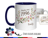 30th Birthday Gift for Her Women - Personalised Coffee Mug Coaster Thirty Floral Design BGD30