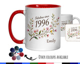 30th Birthday Gift for Her Women - Personalised Coffee Mug Coaster Thirty Floral Design BGD30