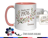 50th Birthday Gift for Her Women - Personalised Coffee Mug Coaster Fifty Floral Design BGD50