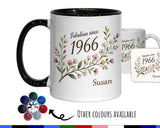 60th Birthday Gift for Her Women - Personalised Coffee Mug Coaster Sixty Floral Design BGD60