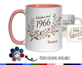 60th Birthday Gift for Her Women - Personalised Coffee Mug Coaster Sixty Floral Design BGD60