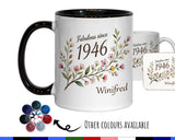 80th Birthday Gift for Her Women - Personalised Coffee Mug Coaster Eighty Floral Design BGD80