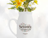 70th Birthday Gift for Her Women - Small Personalised Flower Vase 70 Floral Design BGA70
