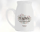 80th Birthday Gift for Her Women - Small Personalised Flower Vase 80 Floral Design BGA80