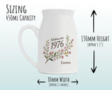 50th Birthday Gift for Her Women - Small Personalised Flower Vase 50 Floral Design BGD50
