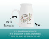 50th Birthday Gift for Her Women - Small Personalised Flower Vase 50 Floral Design BGD50
