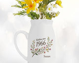 60th Birthday Gift for Her Women - Small Personalised Flower Vase 60 Floral Design BGD60