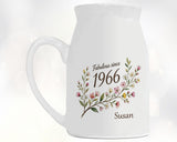 60th Birthday Gift for Her Women - Small Personalised Flower Vase 60 Floral Design BGD60