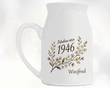 80th Birthday Gift for Her Women - Small Personalised Flower Vase 80 Floral Design BGD80
