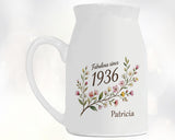 90th Birthday Gift for Her Women - Small Personalised Flower Vase 90 Floral Design BGD90