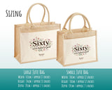 60th Birthday Gift For Women - Personalised Jute Tote Bag Floral - Sixty Shopping Bag BGA60