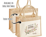 30th Birthday Gift For Women - Personalised Jute Tote Bag Floral - Thirty Shopping Bag BGD30