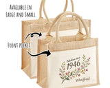 80th Birthday Gift For Women - Personalised Jute Tote Bag Floral - Eighty Shopping Bag BGD80