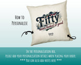 50th Birthday Gift for Men - Personalised Cushion Age 50 Masculine Vintage Design - Gift for Dad Husband Fifty Never Looked So Good BGB50