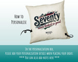 70th Birthday Gift for Men - Personalised Cushion Age 70 Masculine Vintage Design - Gift for Dad Husband Seventy Never Looked So Good BGB70