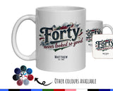 40th Birthday Gift for Men - Personalised Coffee Mug Coaster 40 Retro Vintage Design - Gift for Him Forty Never Looked So Good BGB40