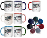 50th Birthday Gift for Men - Personalised Coffee Mug Coaster 50 Retro Vintage Design - Gift for Him Fifty Never Looked So Good BGB50
