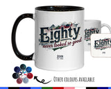 80th Birthday Gift for Men - Personalised Coffee Mug Coaster 80 Retro Vintage Design - Gift for Him Eighty Never Looked So Good BGB80