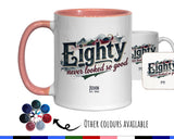 80th Birthday Gift for Men - Personalised Coffee Mug Coaster 80 Retro Vintage Design - Gift for Him Eighty Never Looked So Good BGB80