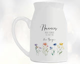 Mothers Day Gift for Nanny Vase - Ceramic Personalised Flower Pot Floral Design ND001