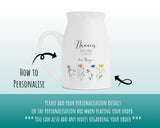 Mothers Day Gift for Nanny Vase - Ceramic Personalised Flower Pot Floral Design ND001
