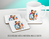Personalised Gift for New Dad - Watercolour Ink Splash Portrait Cushion - First Father’s Day